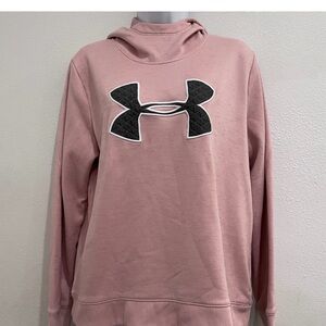 Under Armour Women's Cowl Neck Hoodie Sweatshirt Blush Pink Logo Size XL